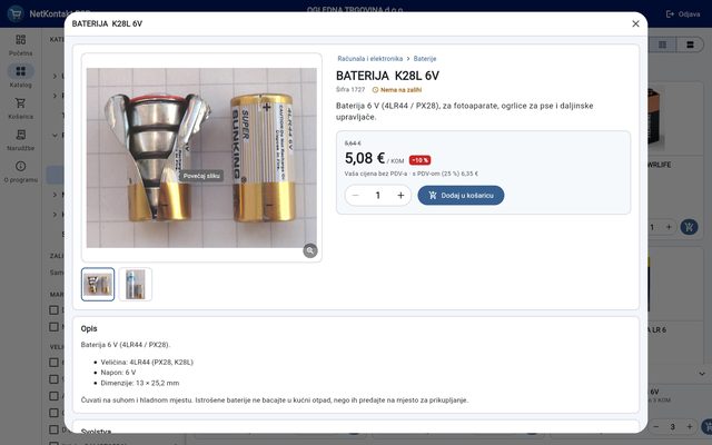 Kartica artikla s cijenom kupca