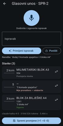 Glasovni unos stavke
