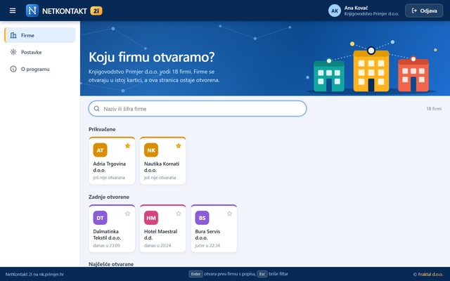 Stranica servisa s popisom firmi